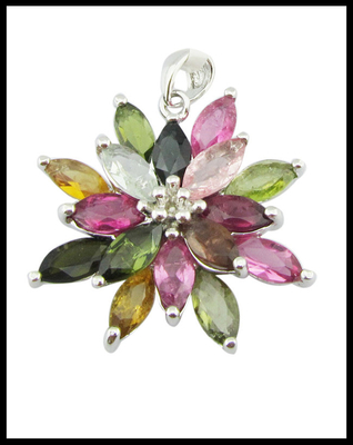 Marquise Silver Gemstone Drop Necklace Cross Chain Accento Disegno dettaglio