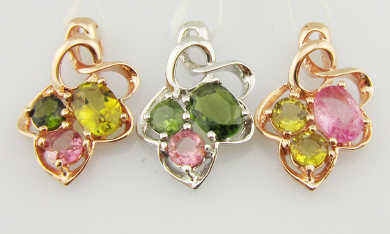 925 Pendente di pietre preziose d'argento Tourmaline colorato e zircone Pietra principale Disegno di lacrima