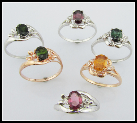 Colori di turmalina 925 Anelli di pietra preziosa d'argento Donne Gioielli di pietra di turmalina eleganti