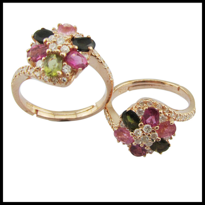 3~5g 925 Pietra d'argento Turmalina Anelli Donne Gioielli Casuali / Feste occasioni Colorati Pietra d'argento naturale