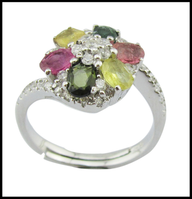 3~5g 925 Pietra d'argento Turmalina Anelli Donne Gioielli Casuali / Feste occasioni Colorati Pietra d'argento naturale