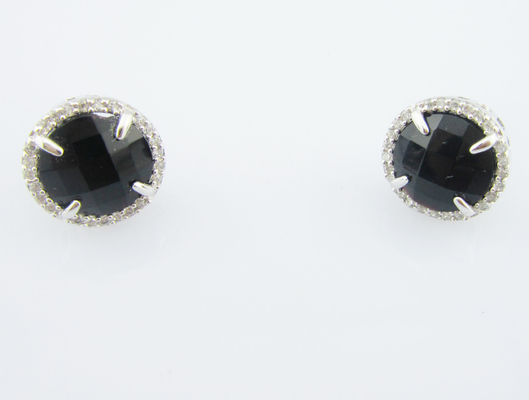 Black Agate Sterling Silver 925 Classic Dangle Earrings Set con AAA Grade Cubic Zirconia Real Silver Jewellery Sets