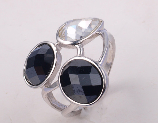 925 Anelli in pietra d'agata nera e argento per donne Unisex Casual Party Anniversary - Disponibili in varie forme