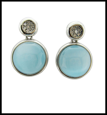 Orecchini in pietra preziosa in forma di cuore rivestiti di rodio lapis lazuli zirconia cubica stile casual / party