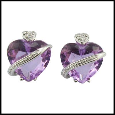 Orecchini in pietra preziosa in forma di cuore rivestiti di rodio lapis lazuli zirconia cubica stile casual / party