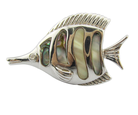 Pesce pagliaccio pesce animale conchiglia pendente collana con forma irregolare