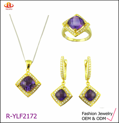 925 Sterling Silver Jewelry Set con AAA CZ Stones Lobster Clap Chiusura Logo personalizzato