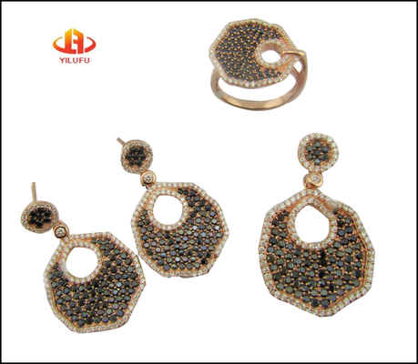 AAA CZ Bezel Set Pantalone d'argento Sterling Colletto Rivestito di rodio Classic Jewelry Set