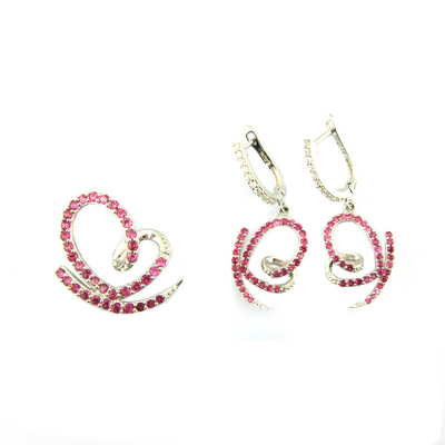 925 Silver Dangle Pendant Set con AAA Cz Stones Custom Logo Lobster Clamp
