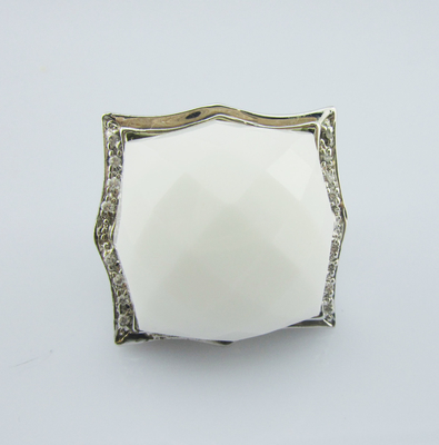 Anelli in argento sterlina 925 di forma irregolare di agate bianca per donne Anelli in argento sterlina con pietre