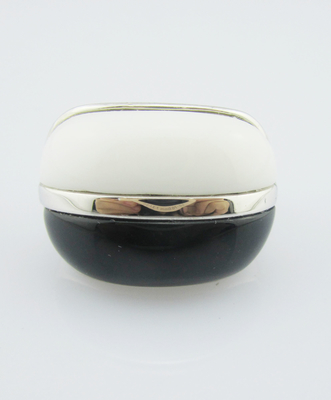 Anelli di pietra preziosa in argento ovale 925 per feste occasionali e di anniversario Anelli in argento sterling in agata nera e bianca