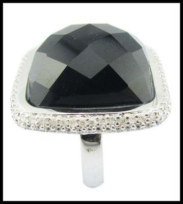 925 Anelli d'argento sterlina con pietre preziose di agata nera Anelli di pietra preziosa d'argento Anello d'amore d'argento sterlina