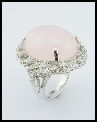 Anelli in quarzo rosa d'argento 925 artigianale con peso in argento da 5 a 8 g Anello a doppio uso Anello a fiori d'argento sterling Unico
