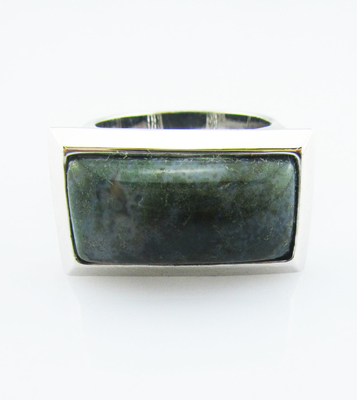 925 Sterling Silver Round Gemstone Rings With Green Jade Sterling Silver Anello di fidanzamento Grande Sterling Silver Anelli