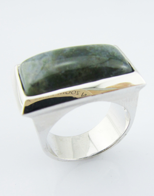 925 Sterling Silver Round Gemstone Rings With Green Jade Sterling Silver Anello di fidanzamento Grande Sterling Silver Anelli