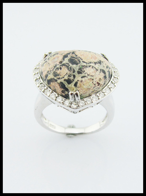925 Anelli in pietra preziosa d'argento Divino con pietra principale da 20-30 mm Anelli incisi in argento Sterling Anello di cuore in argento Sterling