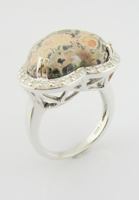 925 Anelli in pietra preziosa d'argento Divino con pietra principale da 20-30 mm Anelli incisi in argento Sterling Anello di cuore in argento Sterling