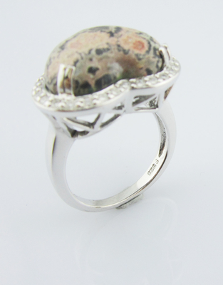 925 Anelli in pietra preziosa d'argento Divino con pietra principale da 20-30 mm Anelli incisi in argento Sterling Anello di cuore in argento Sterling
