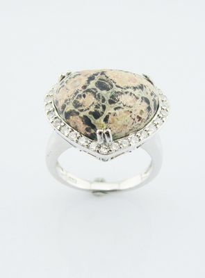 925 Anelli in pietra preziosa d'argento Divino con pietra principale da 20-30 mm Anelli incisi in argento Sterling Anello di cuore in argento Sterling