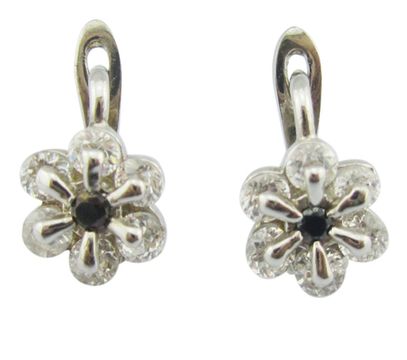Cz Pietra Dimensioni 1,0-1,25 mm Cubici senza nichel Zirconia 925 d'argento Orecchini con design Fiore Orecchini rosa d'argento sterling