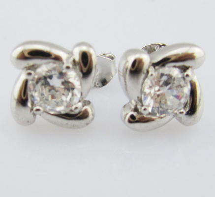 Swirl Silver White Stone Colore 925 Sterling Orecchini Zirconia Cubica Piccolo Swirl orecchini a posta d'argento orecchini puri orecchini