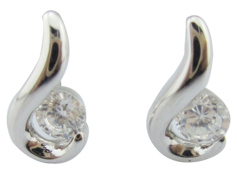 Swirl Silver White Stone Colore 925 Sterling Orecchini Zirconia Cubica Piccolo Swirl orecchini a posta d'argento orecchini puri orecchini