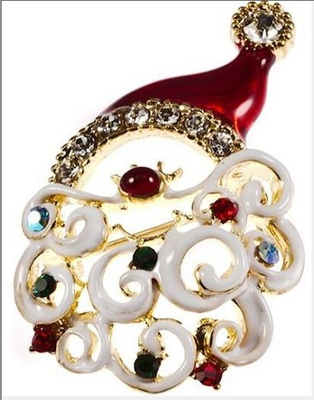 Natale CZ / 925 Broche d' argento rotonda forma rossa CZ Pin Broche per regali di anniversario Buon Natale