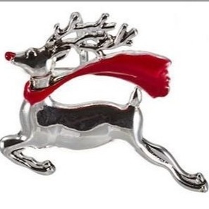 Natale CZ / 925 Broche d' argento rotonda forma rossa CZ Pin Broche per regali di anniversario Buon Natale