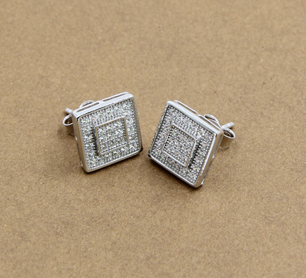 AAA CZ Solitaire Stud Orecchini in argento sterling per gioielleria