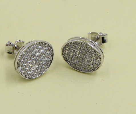 Orecchini di argento sterling squadrato spumante Orecchini con zirconia cubica Orecchini in argento sterling semplice Orecchini in argento