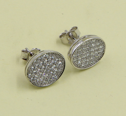 2-5g Ovale 925 Argento Cubico Zirconia Stud Orecchini per gioielleria