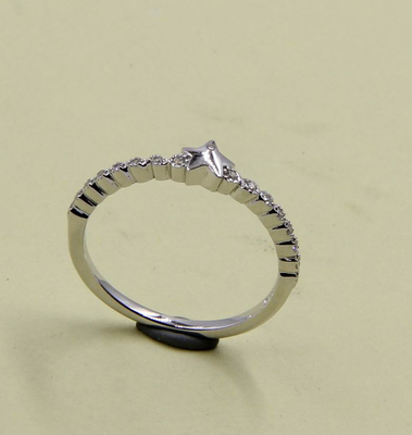 925 Sterling Silver CZ Prong / Pave Setting Unisex Anelli di pietra rotonda in fascia 2-3 mm Anello di cuore in argento sterling