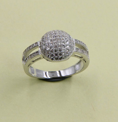 Pave Setting AAA Cubic Zirconia Round Shape Round Ball Rings In 925 Sterling Silver Cool Silver Rings Ball Ring