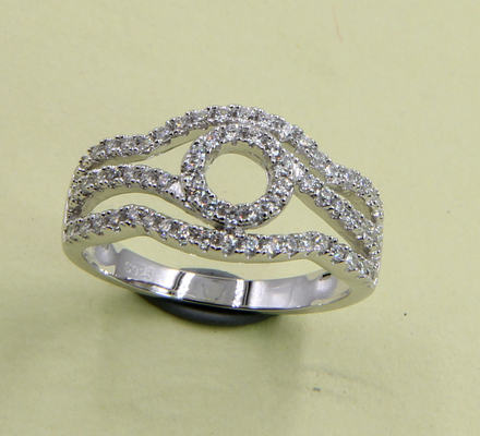 Anelli d'argento Sterling Petite Prong Pave CZ Pear Heart Chevron Oval Round Evil Eye Sterling Silver Rose Ring Sterling