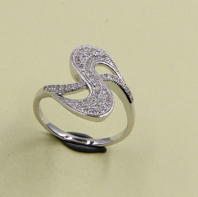 Swirl 925 Sterling Silver Round CZ Anelli di fidanzamento con pavimento Sterling Silver Fashion Anelli d'argento Anelli d'argento per uomini 925