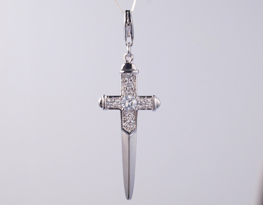 Nuova collezione di croce 925 argento sterling pendente religioso con zirconia cubica luccicante ghiaccio pendente di croce