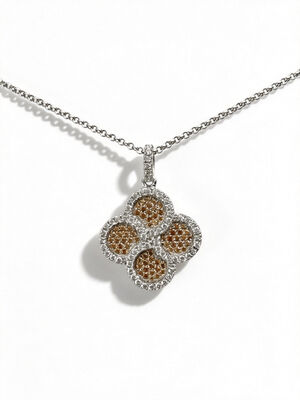 925 Pendente in argento CZ con acquamarin Bianco AAA CZ pietre fortunate Pendente a forma di fiore Gioielli Rodio rivestito per la prosperità Longevità Gioielli