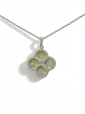 925 Pendente in argento CZ con acquamarin Bianco AAA CZ pietre fortunate Pendente a forma di fiore Gioielli Rodio rivestito per la prosperità Longevità Gioielli