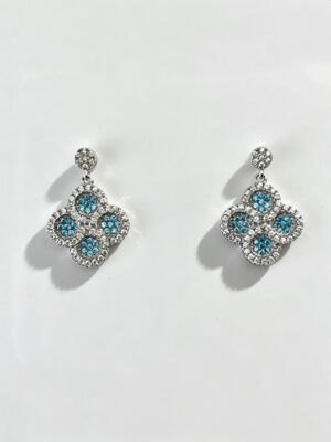 2026 New Hot Summer 925 Silver CZ Orecchini Rhodium Plated Hypoallergenic Lucky Flower Circle Design con Acquamarino e Bianco AAA CZ Stones