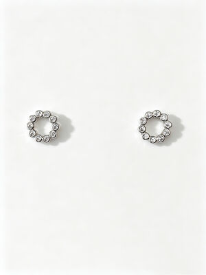 Orecchini in Argento 925 Rodiato Bianco con Zirconia Cubica Rotonda e Cerchio, delicati e scintillanti zirconi cubici incastonati in argento sterling, ideali per l'uso quotidiano e occasioni speciali
