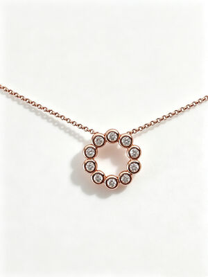 Pendente in Argento 925 con Zirconia Cubica Bianca AAA Solitario Cerchio Pendente Zirconia Cubica in Cerchio Rotondo Placcato Oro Rosa 0.1 Micron Finitura Lucidatura a Specchio, Pendenti Cerchi, Una Collezione di Set