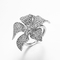 Doppio fiore degli anelli di Sterling Silver CZ dell'anello di fidanzamento 925 del fiore