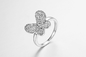 Tre insieme d'argento degli anelli 3.54g Sterling Silver Cubic Zirconia Ring della CZ della farfalla 925 delle foglie