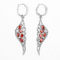 La CZ bianca Ruby Dangle Earrings Sterling Silver rosso Wing Shaped