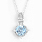 pendente d'argento 10mm Topaz Birthstone Necklace blu svizzero della pietra preziosa 2.75g 925
