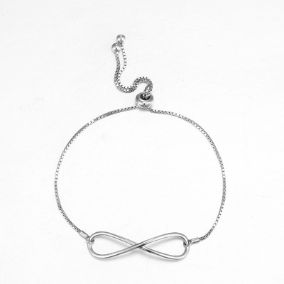 braccialetto d'argento Diamond Infinity Bolo Bracelet d'argento unisex di 10.37g 925 CZ