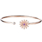 braccialetto solido della pietra preziosa del diametro di Diamond Bangle 0.24ct 13mm di rosa 18K con il fiore