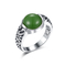 925 il giro d'argento scolpito degli anelli 10x10mm della pietra preziosa ha modellato Jade Ring verde scuro