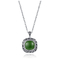 verde d'argento Jade Pendant del cuscino della Catena 14x14mm della perla del pendente della pietra preziosa 9.48g 925