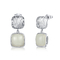 925 giada bianca a forma di pera scolpita di Sterling Silver Gemstone Earrings 5.63g